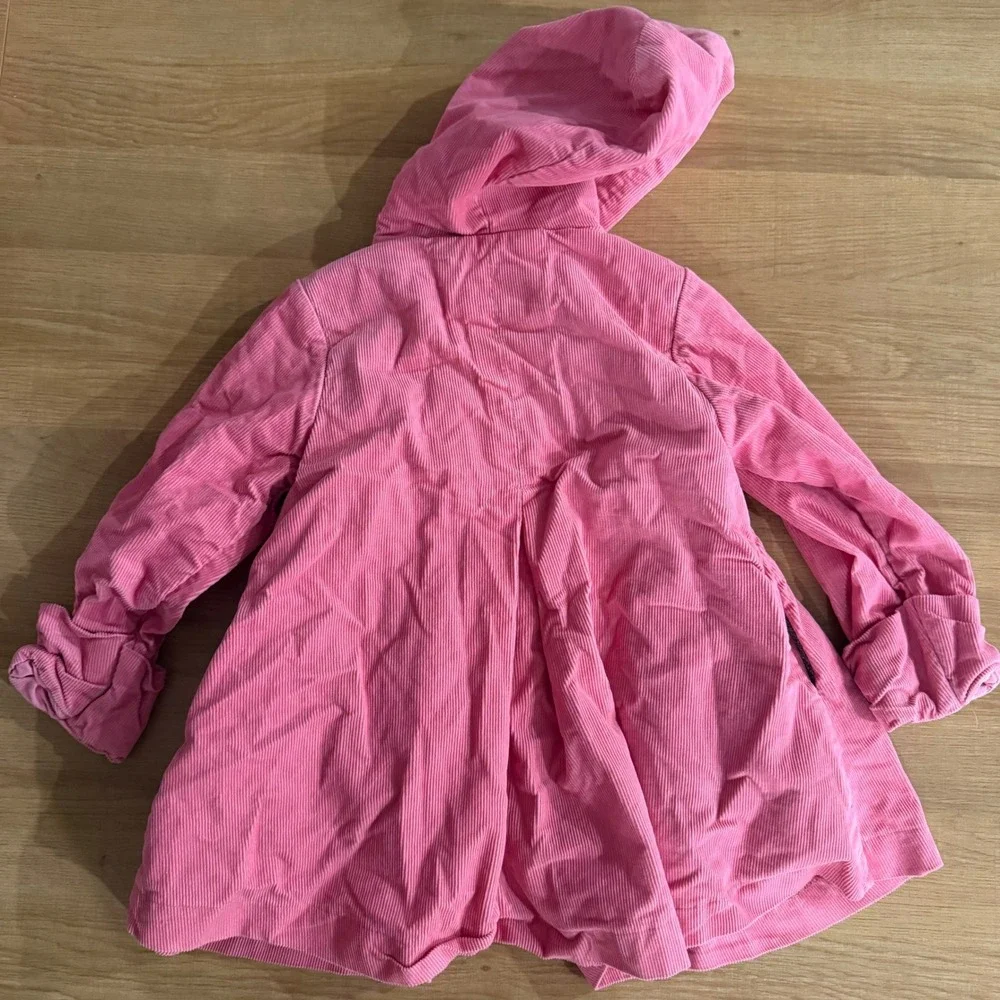 Maria Elena Pink Corduroy Hooded Jacket Fleece Lined Peplum Girls 4T